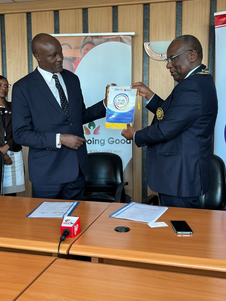 Rotary 9212 District Governor Leonard Ithau Signs MOU with Dr. John Chumo CEO Mama Doing Good